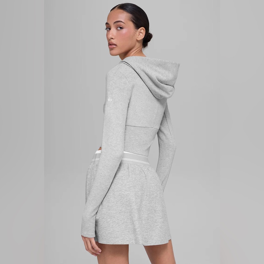 Alo Yoga Sway Full Zip Hoodie Athletic Heather Grey M - Picture 3 of 14